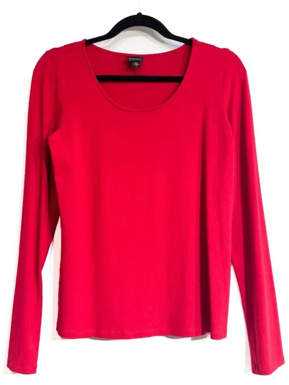 Eileen Fisher Scoop Neck Knit‎ Top Red Long Sleeve Women's Size S Classic Casual